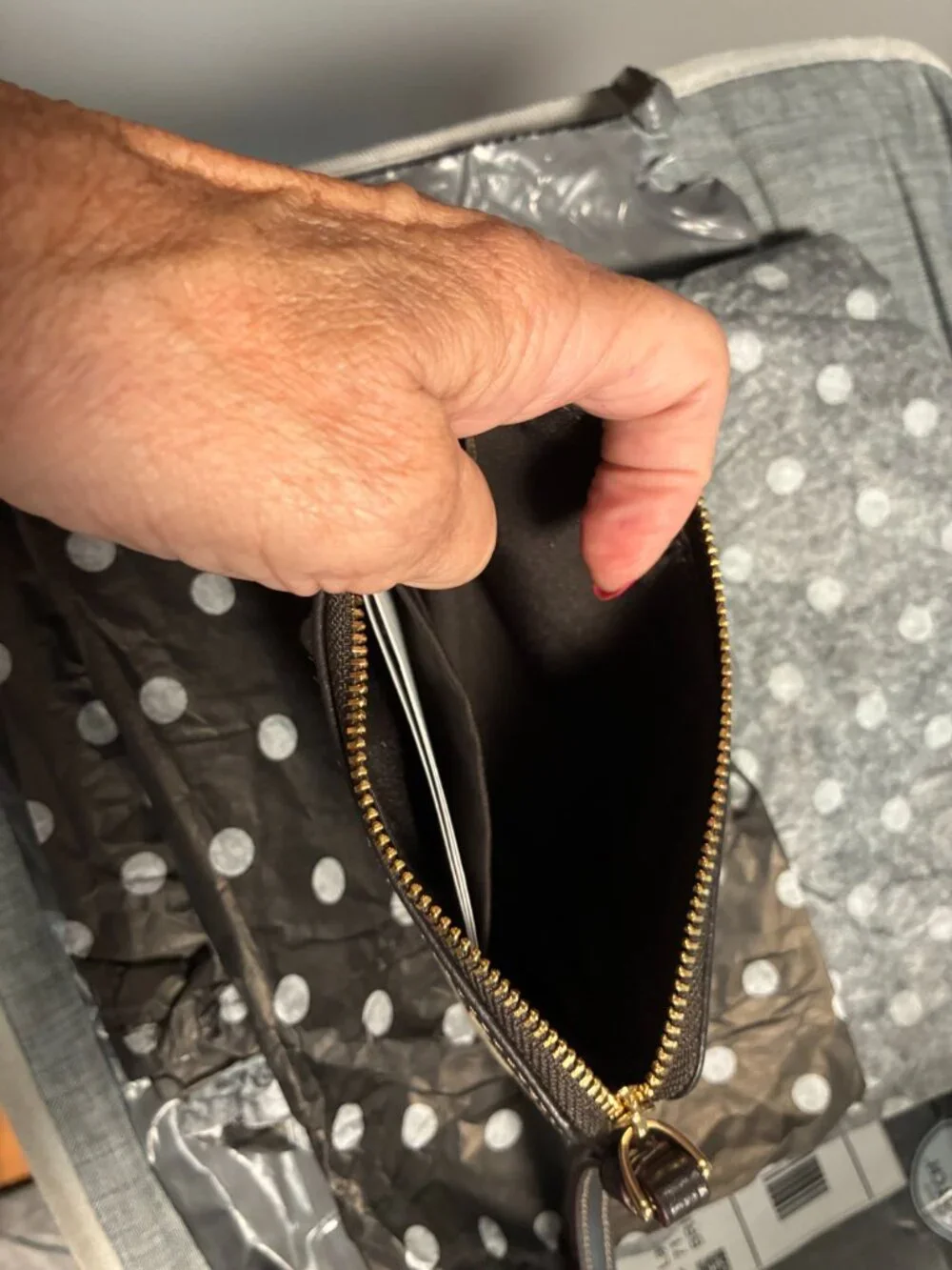 Coach Tan and Brown Signature Wristlet
